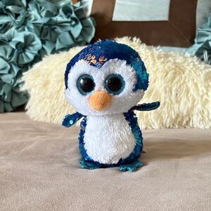 Ty Blue and White Sequin Penguin Toy